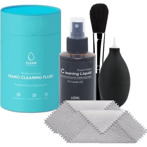 Camera Cleaning Kit Lense Cleaning Kit with Air Blower Cleaning Cloth Nanometer Cleaning Fluid for Cameras Smartphones Laptops