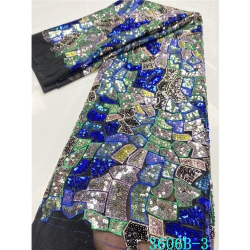 Nigerian Embroidery Sequence Lace Fabric High Quality African Sequins Lace Fabrics for Wedding Party French Tulle Lace APW3606B