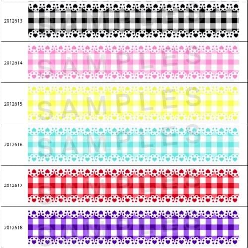 New sales 10yds Lace Side Lattice Pattern Printed Grosgrain/Satin Ribbon