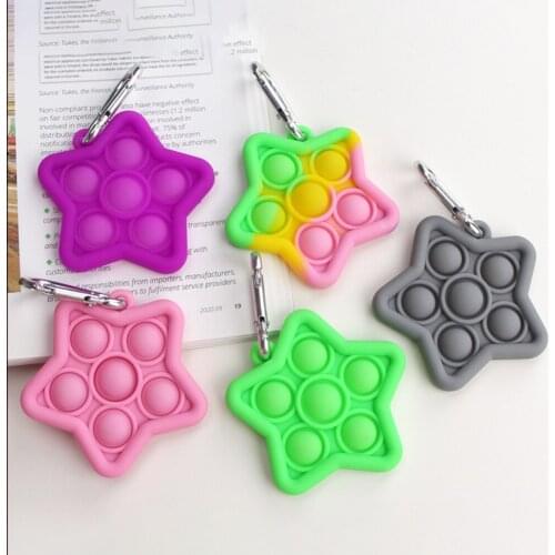 New Bubble Sensory Toys Keychain Autism Squishy Stress Reliever Toy Pentagram Push Bubble Keychain Fidget Fingertip Gyroscope#20