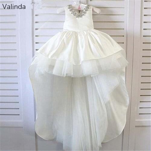 High Low Ivory Flower Girl Dresses for Birthday Party Formal Occasion Pageant Gowns