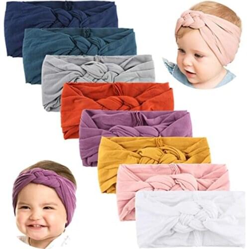 Baby Girls Knitted Headband Solid Knot Stretchy Nylon Headbands Hair Accessories for Baby Girls Toddlers Newborns Infants Kids