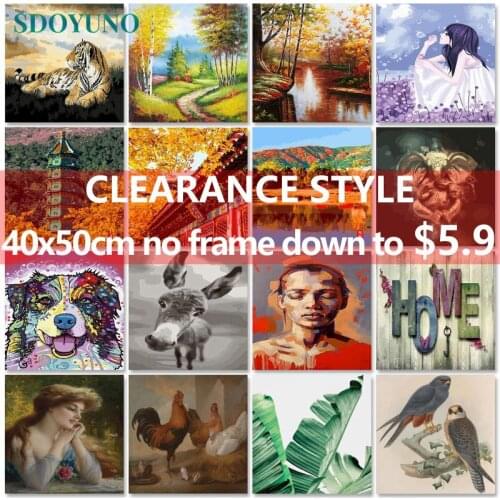 SDOYUNO Clearance style 60x75cm Oil Painting By Numbers Scenery Paint By Numbers On Canvas Figure Watercolor By Numbers Decor