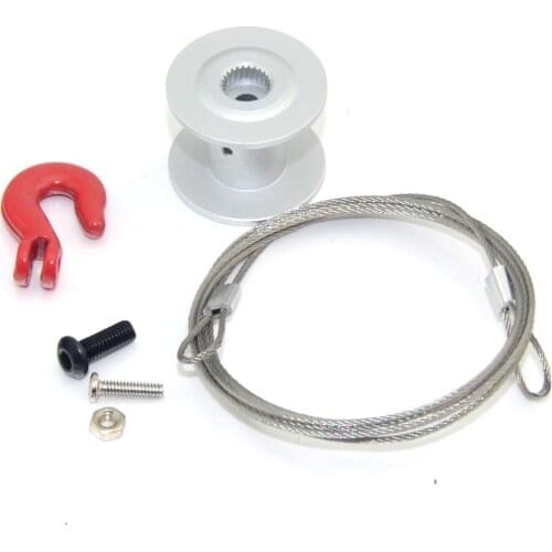 25T Gear Servo Winch Wheel Drum Steel Wires Trailer Hook for 1/10 RC Crawler Car Traxxas TRX4 Axial SCX10 WRAITH D90 Tamiya CC01