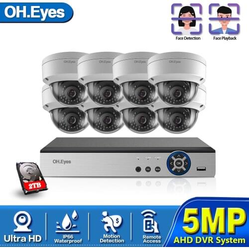 Face Recognition 5MP Security Camera System 8CH AHD DVR Kit 4/8PCS 5MP HD Outdoor CCTV Camera P2P Video Surveillance System Set