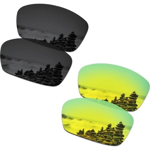 SmartVLT 2 Pairs Polarized Sunglasses Replacement Lenses for Oakley Hijinx Stealth Black and 24K Gold