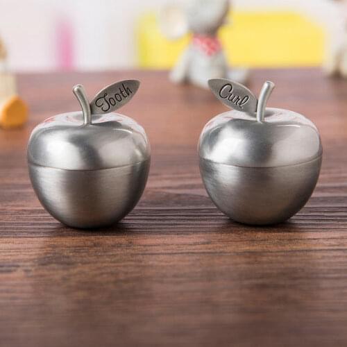 Baby Keepsake/Family Gift Apple Shaped First Tooth and First Curl Boxes Metal Artcraft Trinket toys organizer Trinket Box Z113