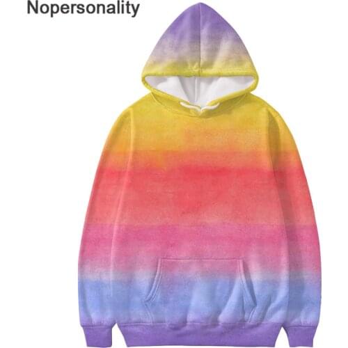 Nopersonality Autumn /Winter Hoodie Rainbow Printed Women Street Hoodie Sweatshirt Hoodies Pullovers Long Sleeved Clothing
