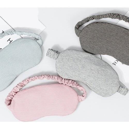 Unisex Knitted Fabric Striped Eye Sleep Aid Mask with Comfortable Ice Compress Gel Travel Rest Eye Shade Cover Blindfold