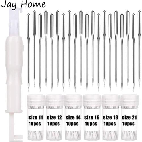 Sewing Machine Needles Universal Regular Point Sewing Needles 9 11 12 14 16 18 21 & Needle Threader for Home Sewing Machines