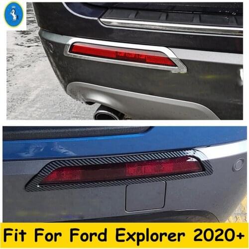 Accessories For Ford Explorer 2020 2021 Rear Bumper Fog Lights Lamps Cover Trim ABS Chrome / Carbon Fiber Exterior Refit Kit