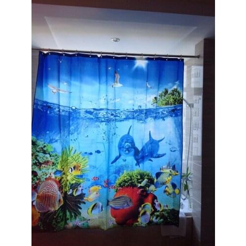 Shower Curtain Fabric Sea underwater world fish ducha Bath Products Waterproof Polyester cortinas para banheiro douchegordijn