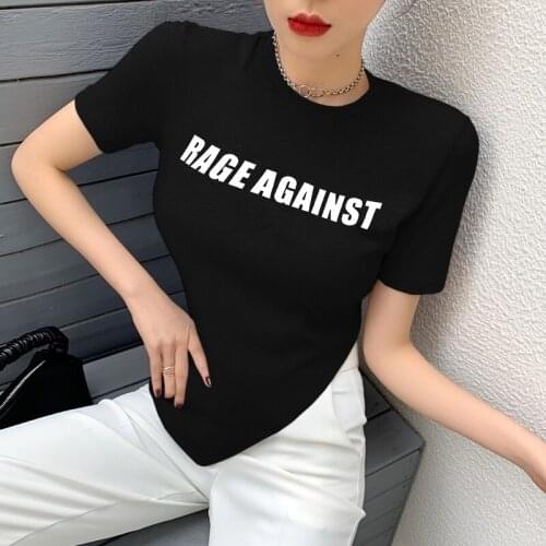 2021Summer Newest Hot Fashion Letter printing irregular Women Casual Short Sleeve T-Shirt Tops