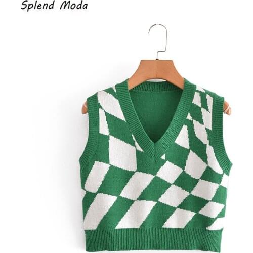 Splend Moda Irregular Shape V-Neck Sleeveless Knitted Vest 2021 Summer New Women Pullover Crop Top Fashion Chic Female Casual