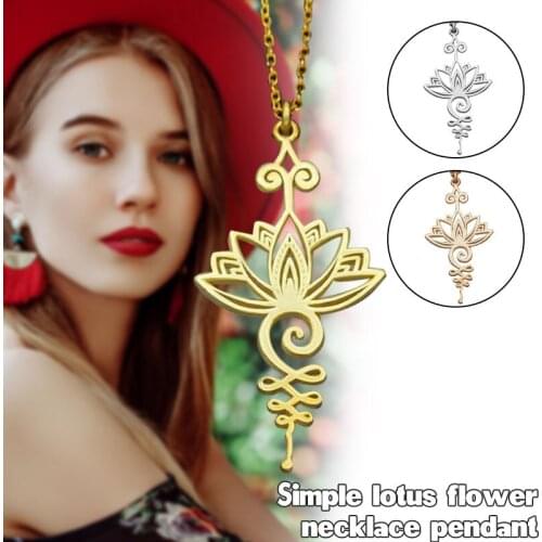 Hot Lotus Radiance Necklace for Women Girls Lotus Flower Shaped Pendant Neck Chain Yoga Prayer Jewelry Gifts
