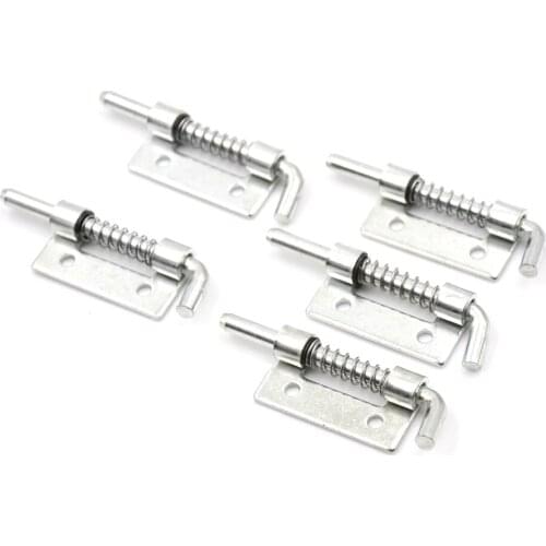 5pcs/lot Spring Loaded Metal Security Barrel Bolt Latch 5.3 X 1.7cm Silver Tone Spring Latches Door Cabinet Hinges Hardware