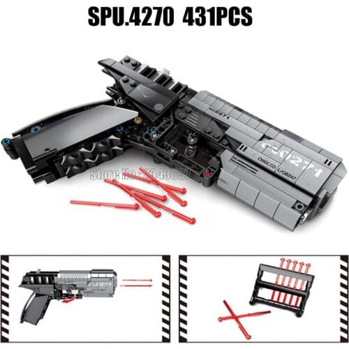 704301 431pcs Military Weapon Signal Gun Handgun Pistol Can Fire Bullets Model Educational Building Blocks Toy
