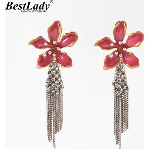 Best Lady 2021 Fashion ZA Sparkly Floral Earrings for Women Boho Luxury Metal Maxi Leaf Drop Earrings Accessories Jewelry Gifts