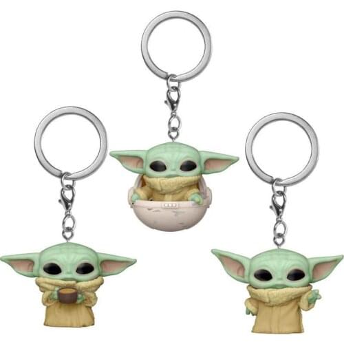 Star Wars Mandalorian Keychains Mini Cute Yoda Baby Dolls Keyrings Pendant Cartoon Yoda Action Figure Model Collection Kids Gift