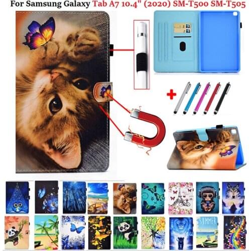 For Samsung Galaxy Tab A7 Case 10.4 2020 A 7 T500 SM-T500 SM-T505 Tablet Animal Stand Wallet Cover For Samsung Tab A7 Funda Kids