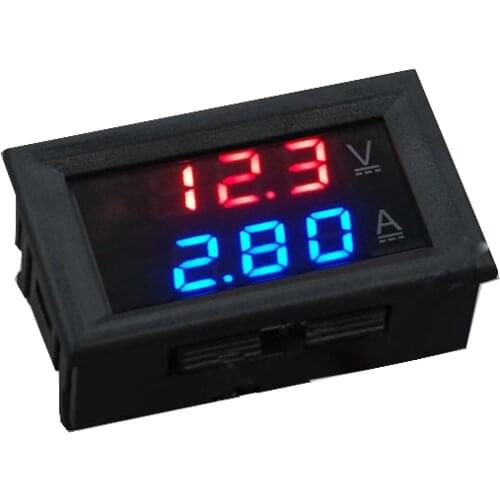 1A 10A 50A 100A Digital Voltmeter Ammeter Dual Display Voltage Detector Current Meter Panel Amp Volt Gauge 0.28" Red Blue LED