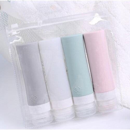 4Pcs 60/80ml Travel Bottles Leak Proof Lotion Cream Storage Dispensers Container
