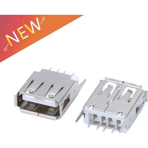 10Pcs USB Type A Female Socket 180 Degrees Vertical 4pins USB Interface