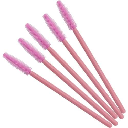 HOT 50 pcs Disposable Silicone Eyelashes Brushes Mascara Stick Eye Lash Brush Eyelash Extension women Makeup Tools