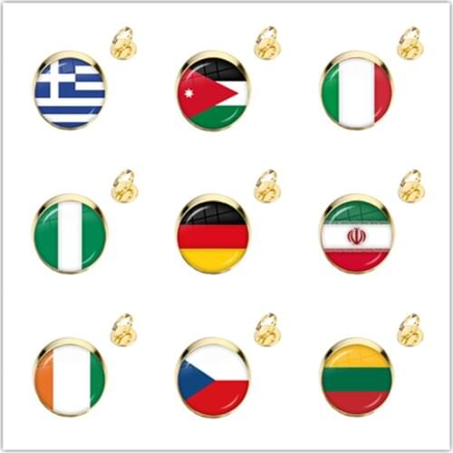 National Flag Glass Cabochon Rings Greece,Jordan,Italy,Nigeria,Germany,Iran,Czech Republic,Lithuania Jewelry For Women Kids Gift