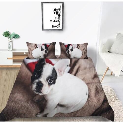 Bulldog Bedding Set Single Cute Fashionable 3D Creative Pet Duvet Cover Queen King Twin Full Double Unique Design Bed Set