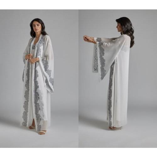 Lace Chiffon Women Sleepwear Bathrobe Two Piece Dressing Gown Babydoll Tulle Lingerie Bath Robe Custom Made