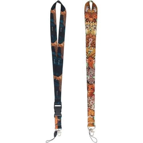 MD333 DMLSKY LeopardCartoon Lanyard with buckle For keys Hang Ropes Phone Badge Holder Neck Straps Necklaces