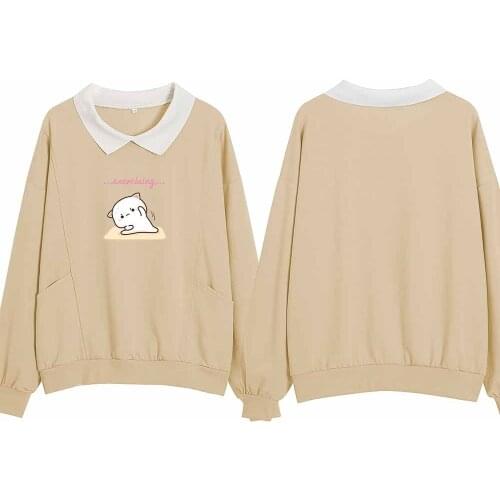 Exercise Cat Cute Sweatshirts for Girls Kawaii Clothes Japan Harajuku Graphic Hoodies Streetwear Winter Clothes Women 2021