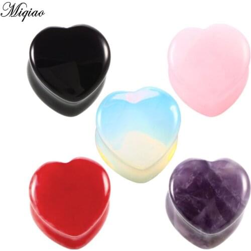 Miqiao 2 Pcs Body Piercing Jewelry Popular Stone Heart-shaped Ear Pinna In Europe and America
