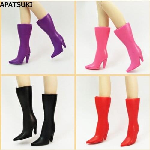 4 Colors Fashion High Heel Shoes For Barbie Dolls High Quality Long Boots For Barbie Dollhouse 1/6 Doll Accessories Kids Toys