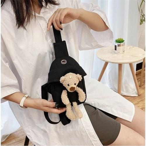 Fashion Canvas Womens backpack 2022 New Student Cartoon Female chest bag girl Mini Handbags Package single-shoulder bag purse
