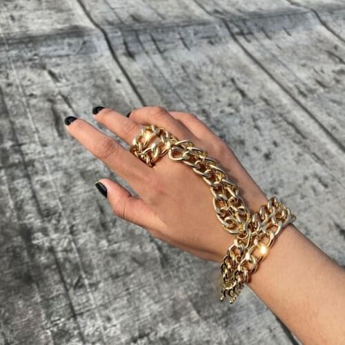 Fashion Luxury Elegant Bracelet Thick Chain Unique Design Jewelry Hollowed-out Finger Ring Bracelets for Beach Party