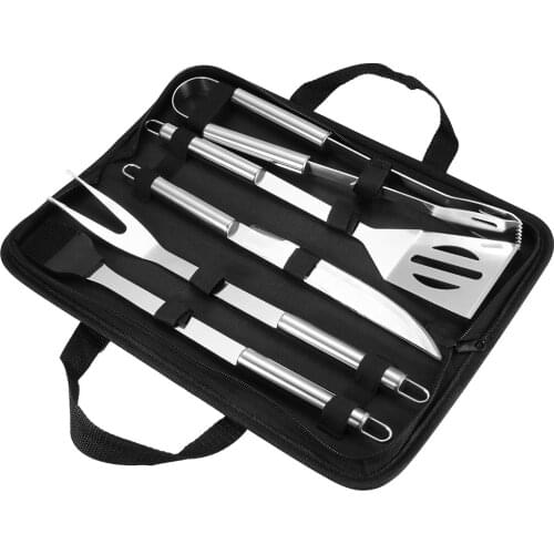 BBQ Grill Tool Set 5 Piece Stainless Steel Barbecue Grilling Accessories Utensils Kit with Portable Case