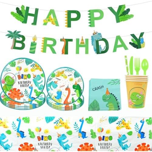 Dinosaur Theme Party Dinosaur Balloon Disposable Tableware Set Kids Boy Birthday Party Decoration Jungle Party Baby Shower Favor
