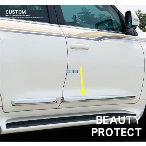 For Toyota Land Cruiser LC200 2008-2020 Side Door Body Molding Cover Strip Trim ABS Chrome Car-Styling Accessories