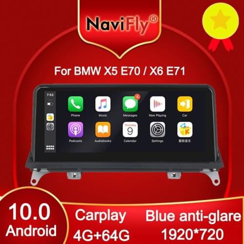 NaviFly 4GB Android 10.0 Car Multimedia GPS Player For BMW X5 E70 X6 E71 2007-2013 Original CCC or CIC System IPS Screen Carplay