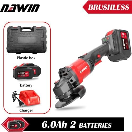 NAWIN 125mm Cordless Angle Grinder 20V Lithium-Ion Grinding Machine Cutting Electric Angle Grinder Grinding Brushless Power Tool