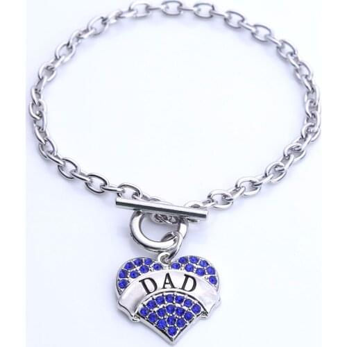New Arrival Best-Selling fashion rhodium plated with sparkling crystals DAD heart charm bracelet