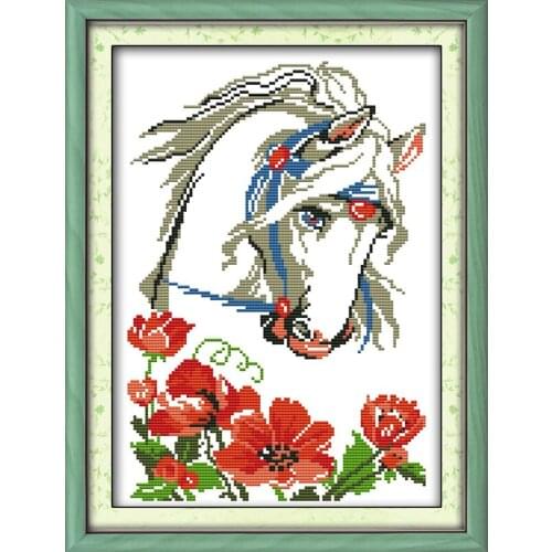 Charming horse cross stitch kit cartoon canvas stitching embroidery DIY handmade needlework