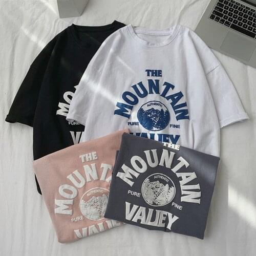 Couple Cotton Top T Shirt Casual Summer Short-sleeved T-shirt Men Korean Version Loose Printed Tops