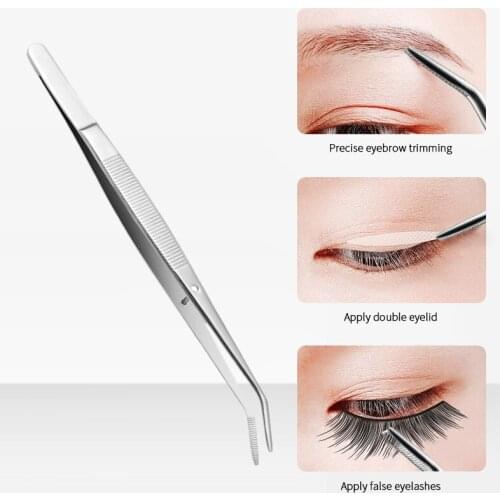 Stainless Steel Eyebrow Pliers Lengthened And Thickened Eyebrow Clamp Rhinestone Picking Tool False Eyelash Nail Art Tool