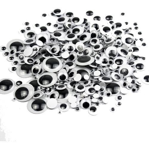 100Ps Moveable Self Adhesive Googly Wiggly Eyes 6/8/10/12/15mm Mixed for Toys Dolls DIY Crafts Accessory Eyeball for Scrapbook