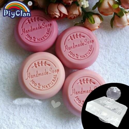 100% Natrual Handmade Soap Stamp Transparent Olive Branch Diy Natural Soap Making Chapter With Handle Acrylic Stamp Custom
