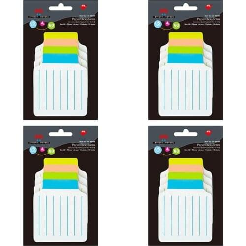 4A Divider Sticky Notes,Note Tabs,3 3/8 x 2 3/4 Inches,White Paper,Lined,Self-Stick Notes,60 Sheets/Pakcs,4 Packs,4A 40607x4