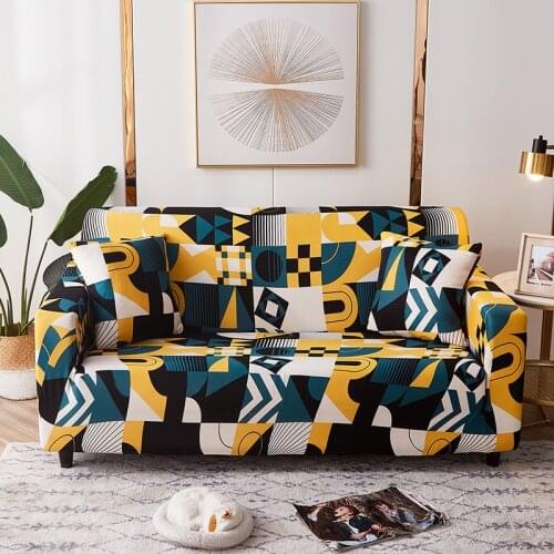 Colorful Geometry Stretch Sofa Cover Elastic Corner Couch Covers for Living Room Slipcover Home Decor 1/2/3/4 Seater